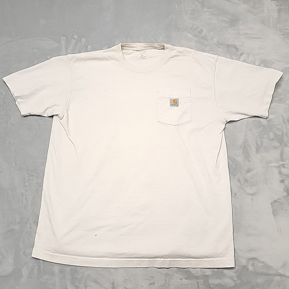Carhartt Shirt Mens XL Cream K87 Pocket Short Sleeve Heavyweight Workwear Cotton